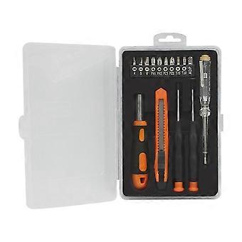16-teiliges Home-Kit-Set-Box Haushalts-Werkzeugkasten-Set Täglicher Haushalts-Werkzeugkasten Lineal Zekai