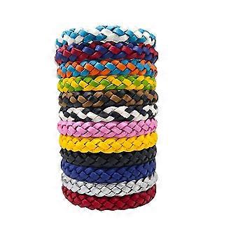 12 Pack Genuine Leather Mosquito Repellent Bracelet Set Outdoor