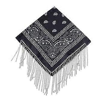 Cowgirl-Kopftuch, Sturmhaube, modisches Halbgesichts-Bandana mit Strasssteinen, schwarz