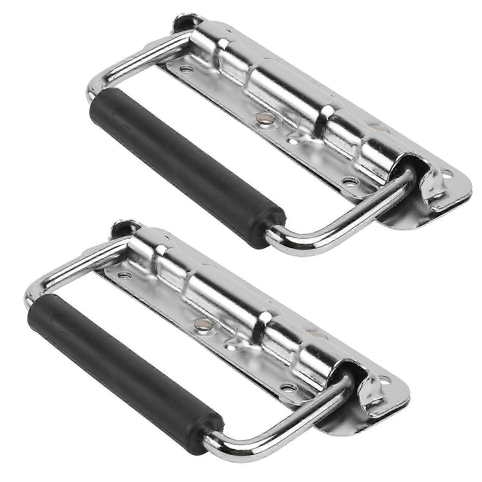 2Pcs Flight Case Handles Folding Case Knob with Spring Shell-free Handles Silver