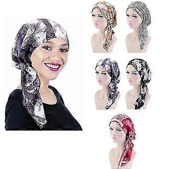Chemo Hat - INSFITY - Printed Satin Turban - 5 Colors - Stretch - 5 Pieces