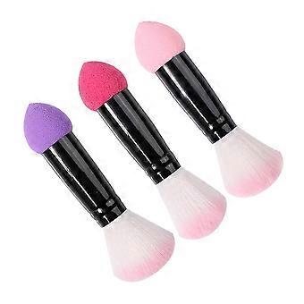 Blush Application Dual-Ended Design Makeup Brushes For Women Anti-Shedding Rose Red 3Pcs