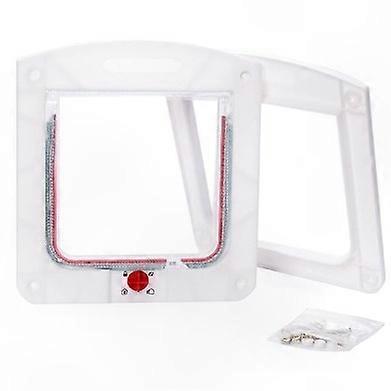 Cat Flap Door for Pets, 4-Way Lockable, White, Easy Installation