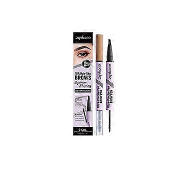 Zephoco 2-in-1 Waterproof Eyebrow Pen (Grey Black) depicts natural eyebrow shapes with a silky texture, outlining daily eyebrow makeup