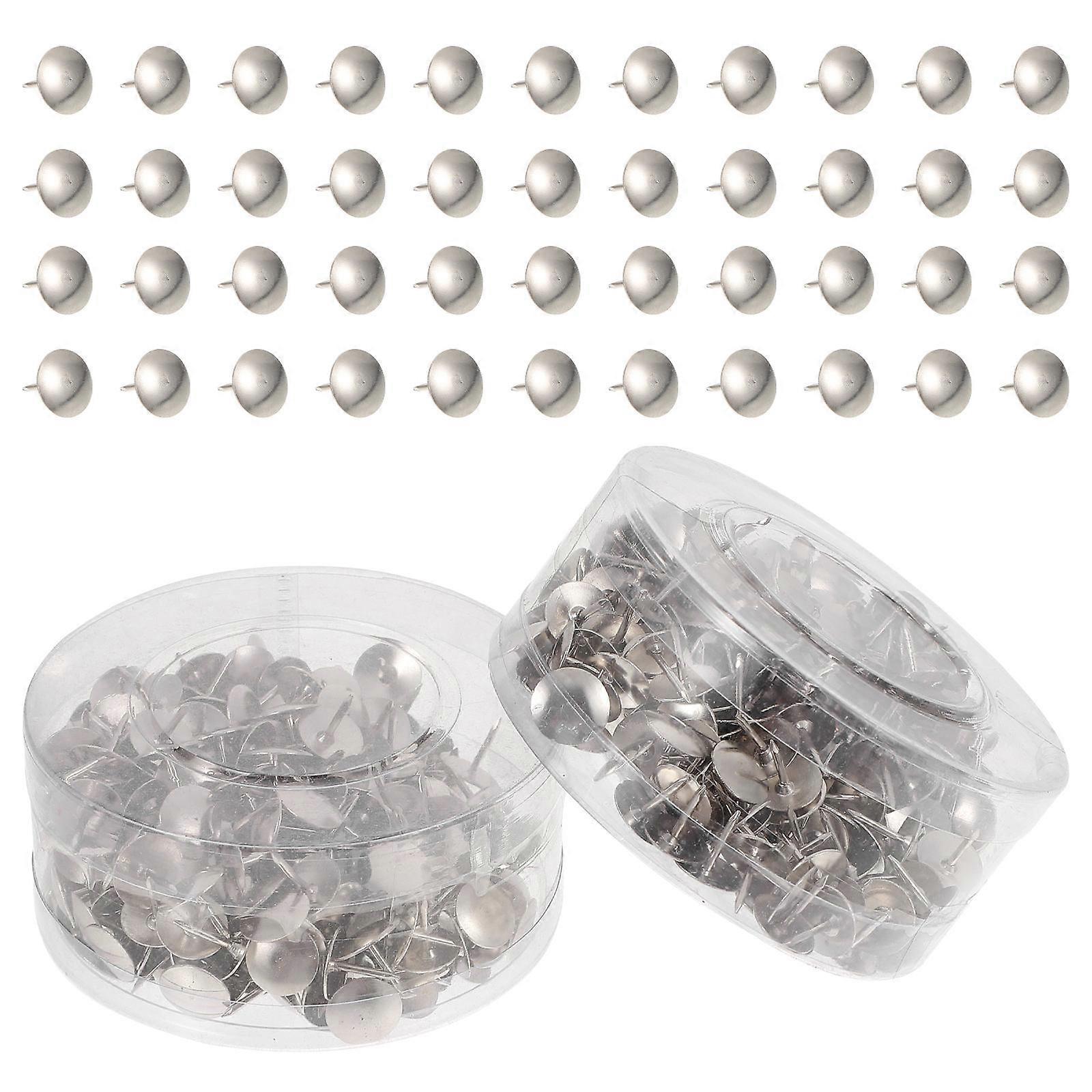 Iron Thumbtack Flat Head Nails for Fixing Use 2Pcs Silver