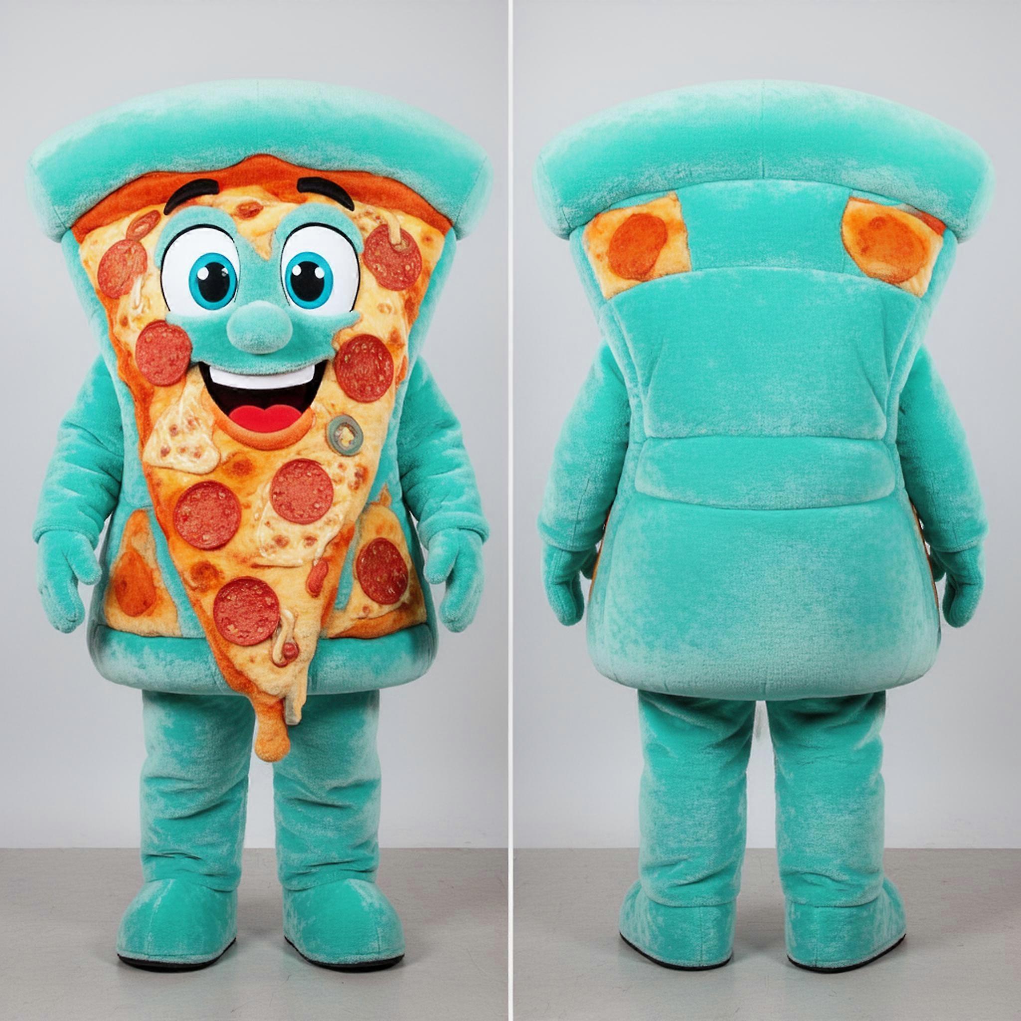 MASTICOT Turquoise Plush Pizza Mascot