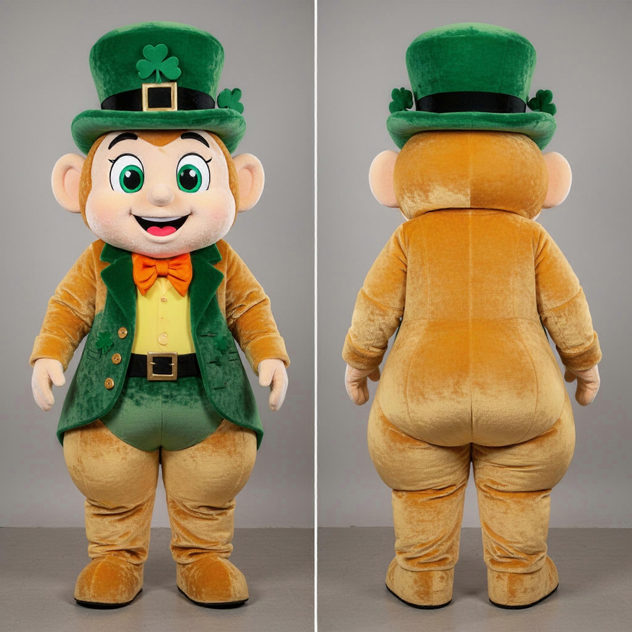 MASTICOT Emerald Green Velvety Leprechaun Hat Mascot