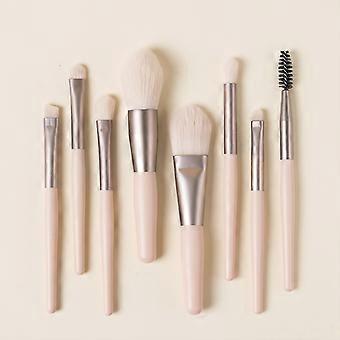 Profesjonelt sminkekostsett, premium syntetiske sminkekoster for foundation, rouge, øyeconcealer (et sett med 8 elfenbensfargede rispinner)