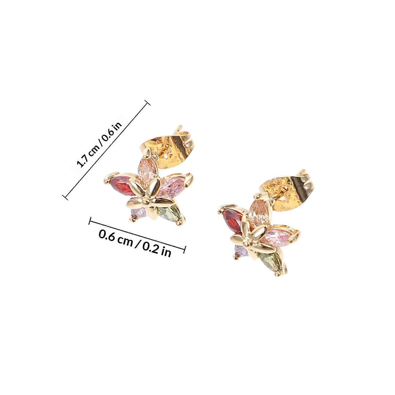 Zircon Drop Earrings Flower Shape for Decor Use Gold Plated