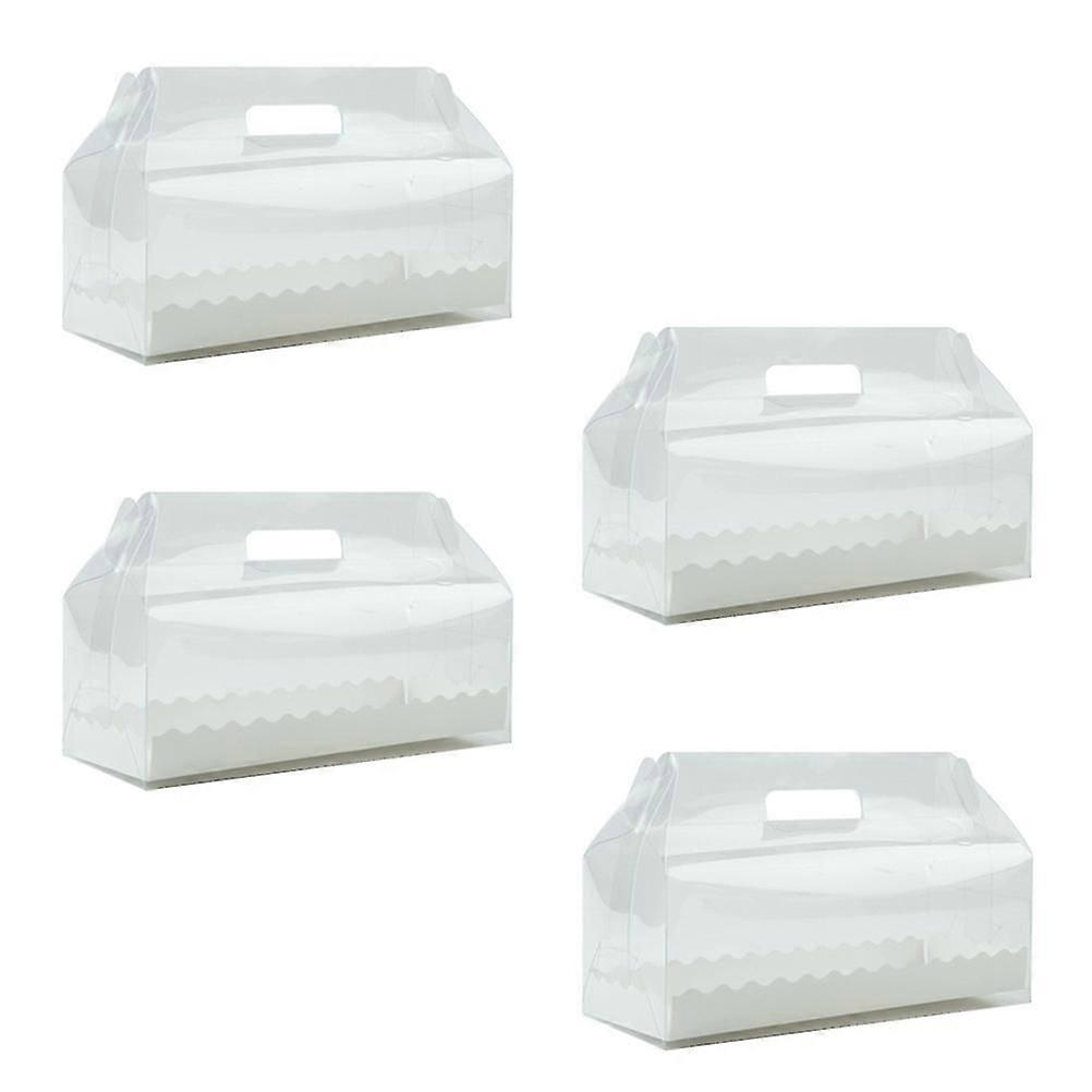 Cake Roll Box Clear Portable Holder for 4Pcs Transparent Containers