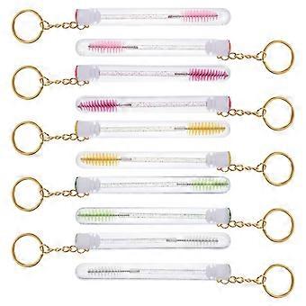 Eyelash Brush with Tube Keychain for Makeup Application 10Pcs Set Assorted Colors