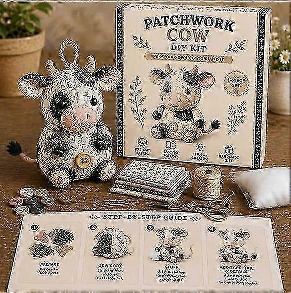 DIY Patchwork Animal Sewing Kit, Handmade Stuffed Animal Craft Set