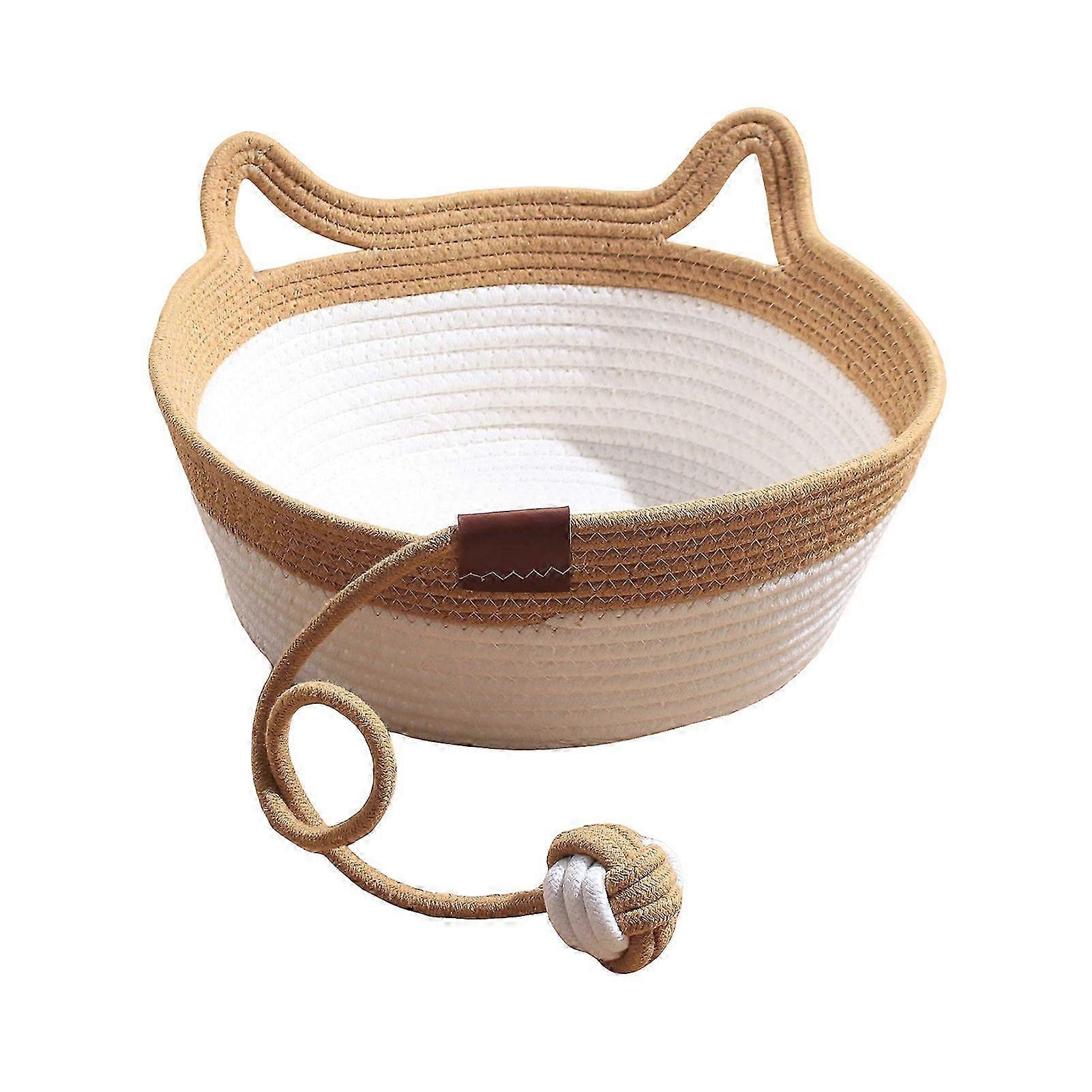 Cat Bed with Interactive Toy Tail Breathable for Small Medium Pets