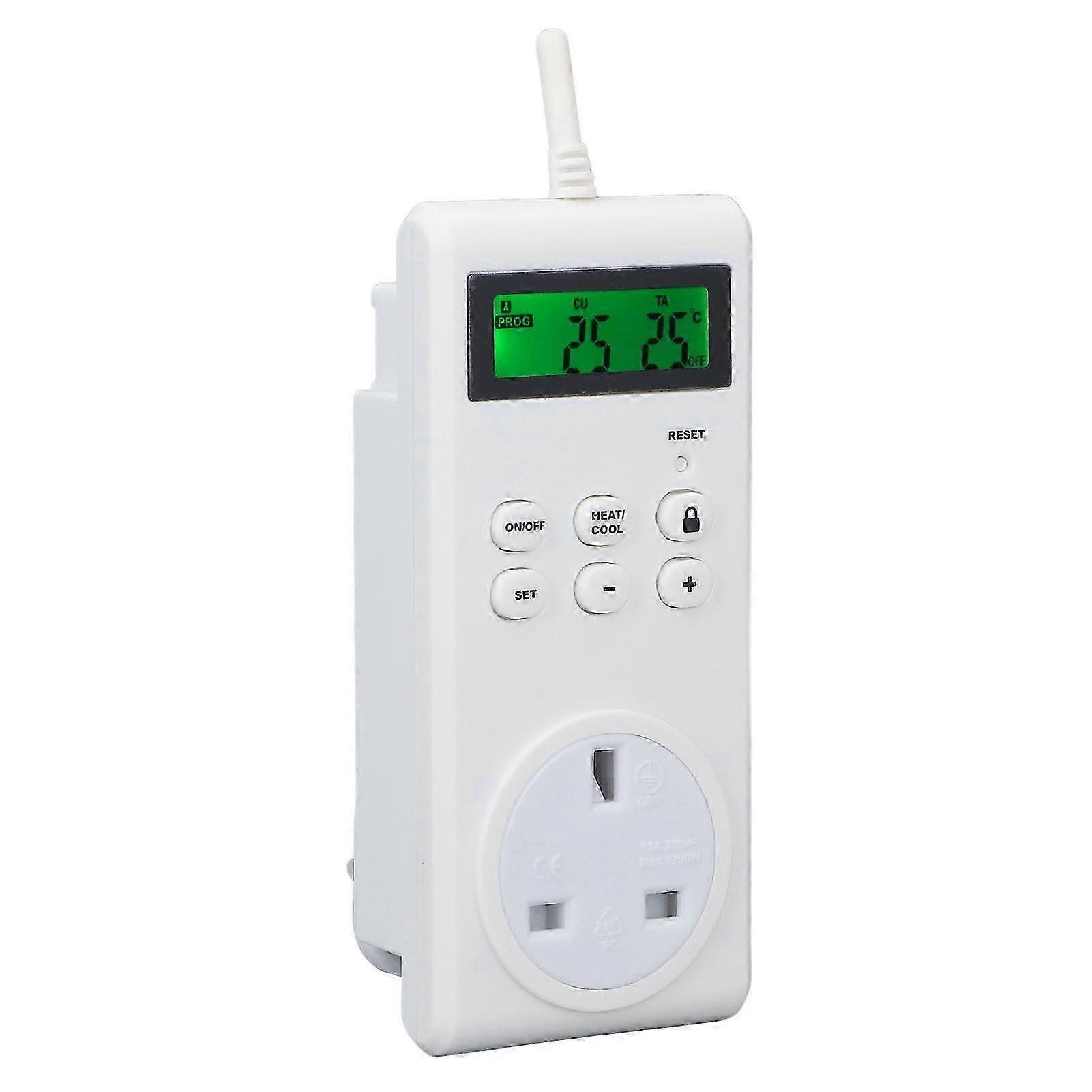 Thermostat Outlet Wireless Programmable Automatic Temperature Controller Socket Switch UK Plug 250V COX