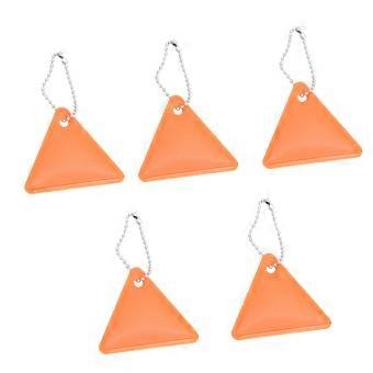 Reflective Bike Hanging Markers Triangle Sign with Ball-Chain Fasteners, 5 Pack for Cycling, Walking, Dog Walks, and Carried Gear  1orange color