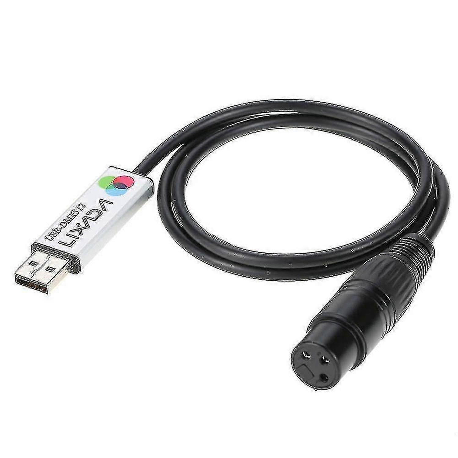 Lixada Usb To Dmx Interface Adapter - Led Dmx512 Computer Pc Stage Lighting Controller Dimmer