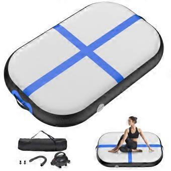 Opblaasbare gymnastiekmat, 100 x 60 cm, stuntmat, 10/20 cm dik, luchtmat met pomp en draagtas
