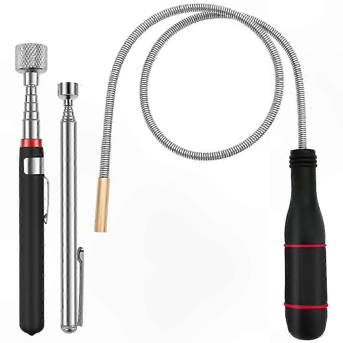 3-Pack Flexible Magnetic Retrieval Tool, Adjustable Bendable Magnet compatible with Tight Spaces