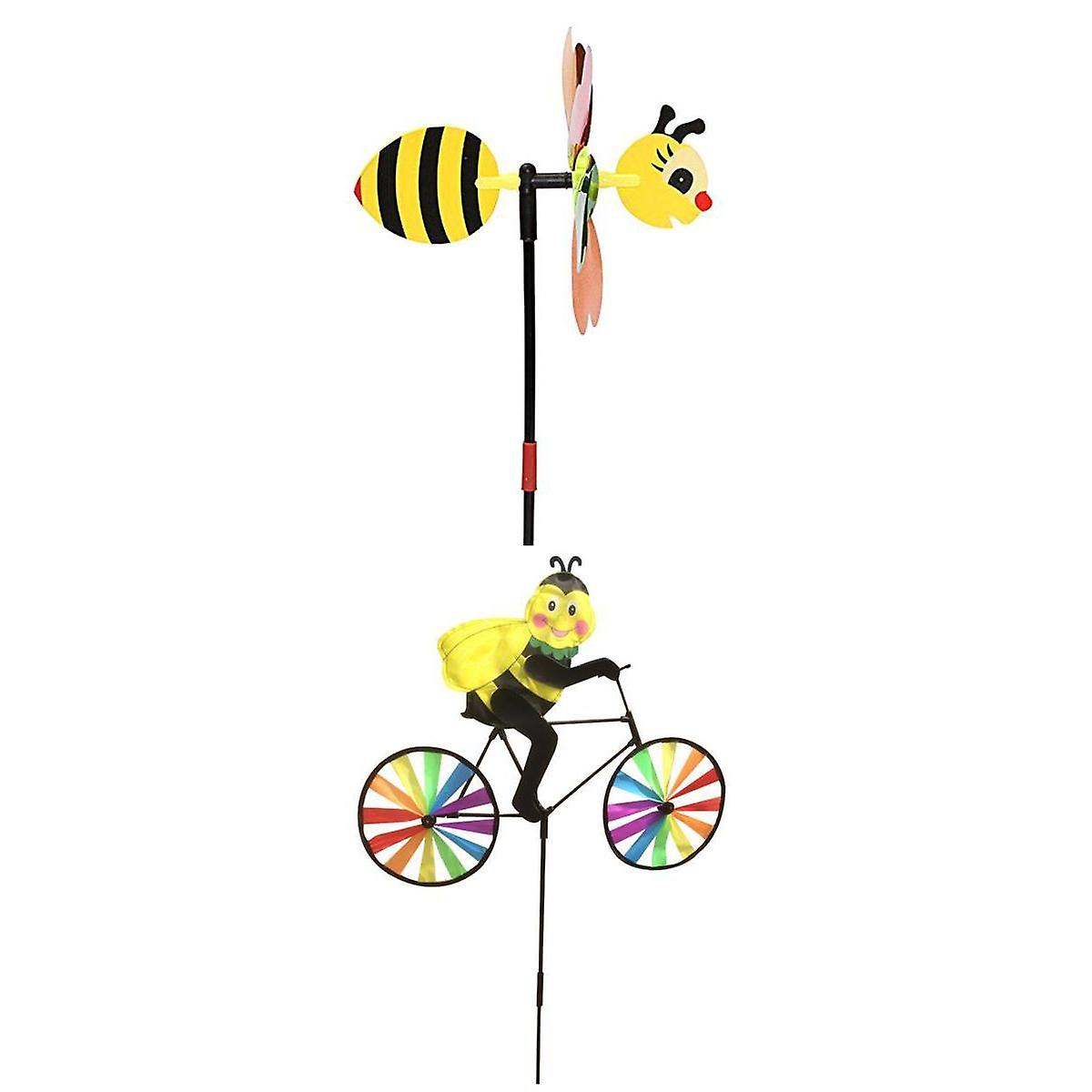 2 Pieces 3D Windmill Wind Rotator Whirligig Wheel Yard Garden Decor