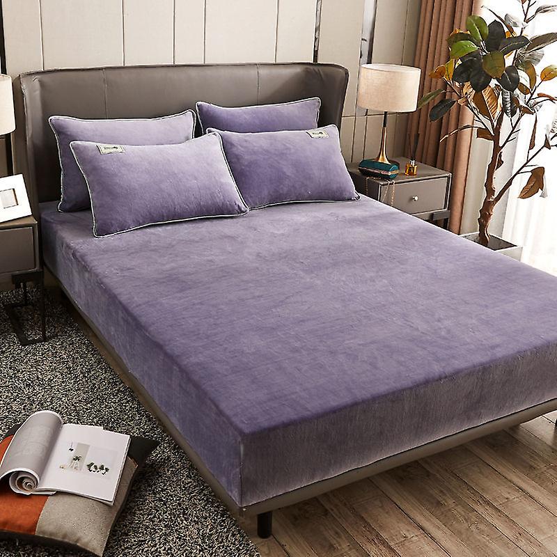 3pc Velvet Fitted Sheet Thickened Flat Cover Fleece Flange Winter Warm Sheet Style07