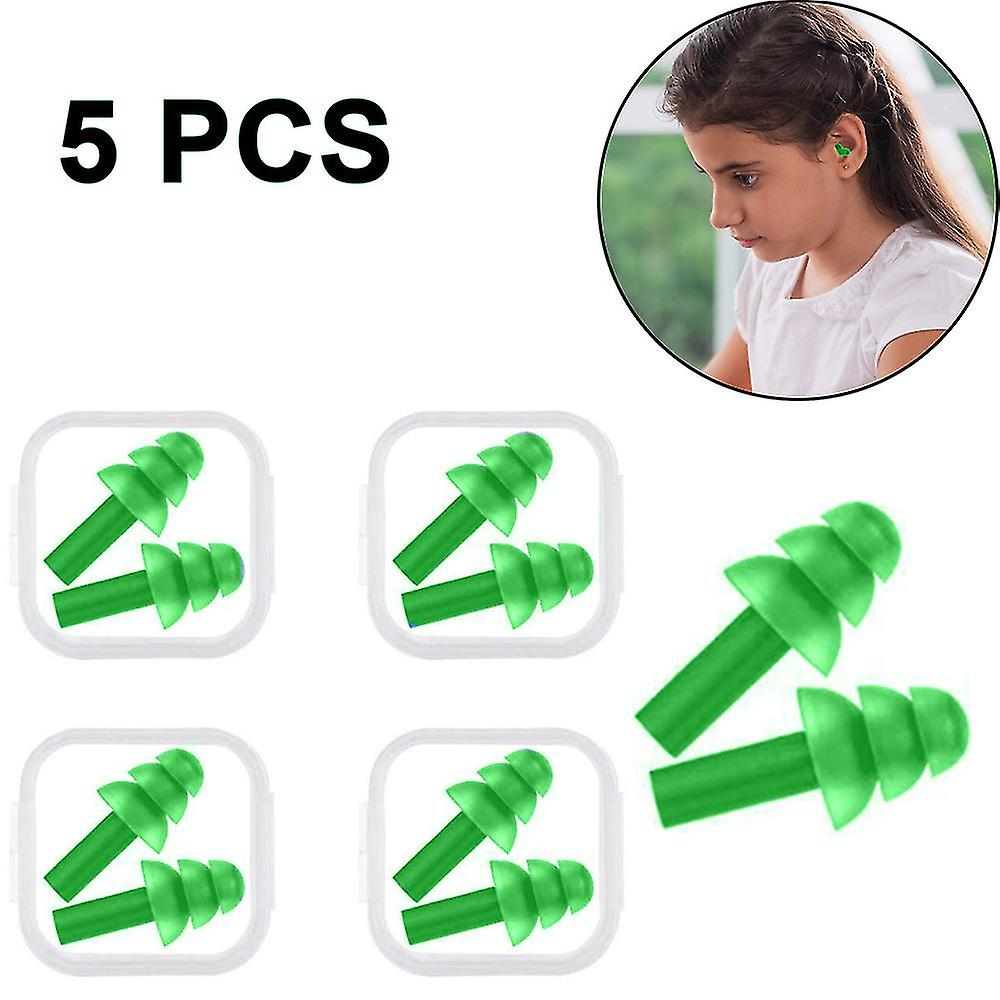 5 Pairs Kids Ear Plugs Noise Cancelling Earplugs For Swimminggreen