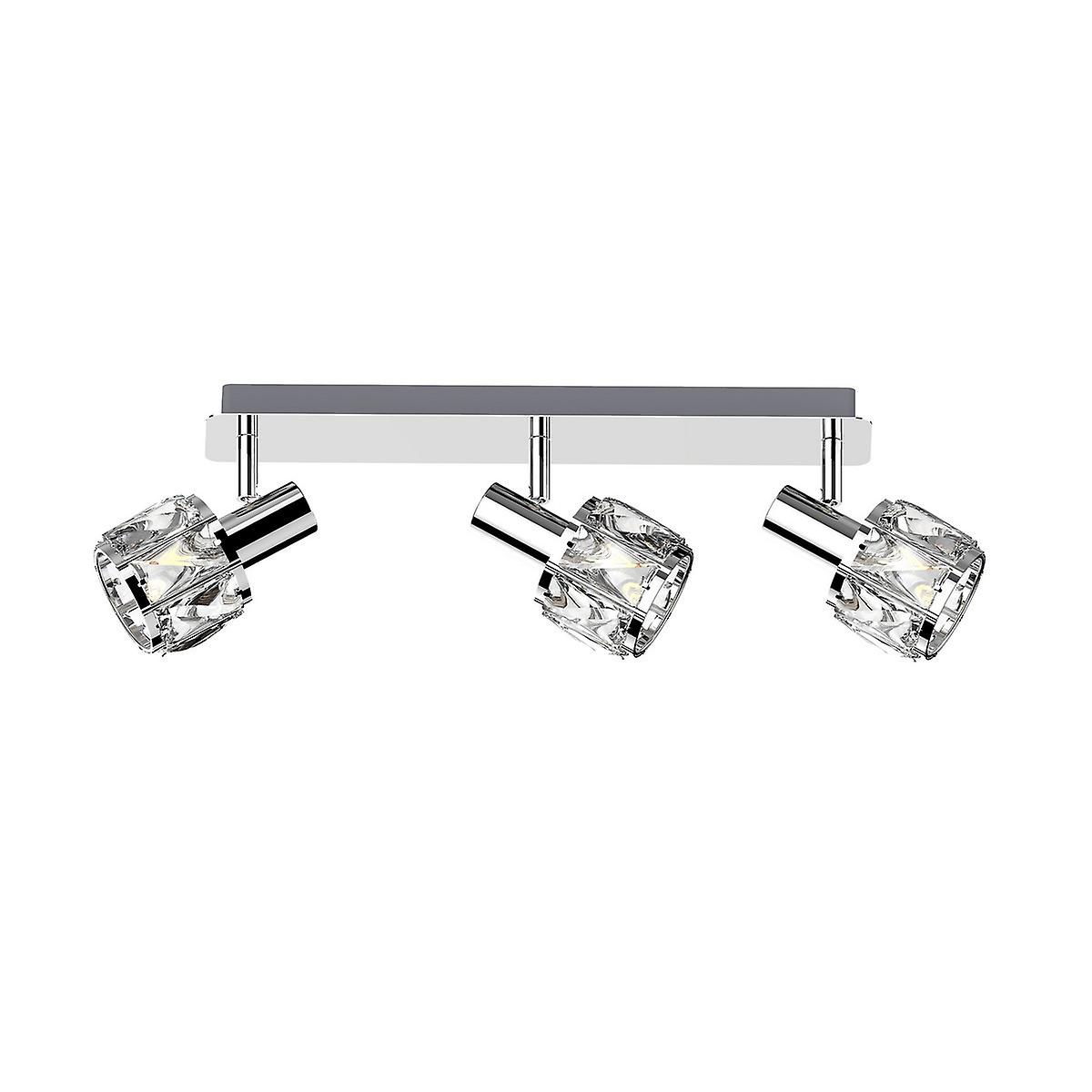 Zumaline Niasa Crystal Ceiling Spotlight Bar, Chrome, 3x E14