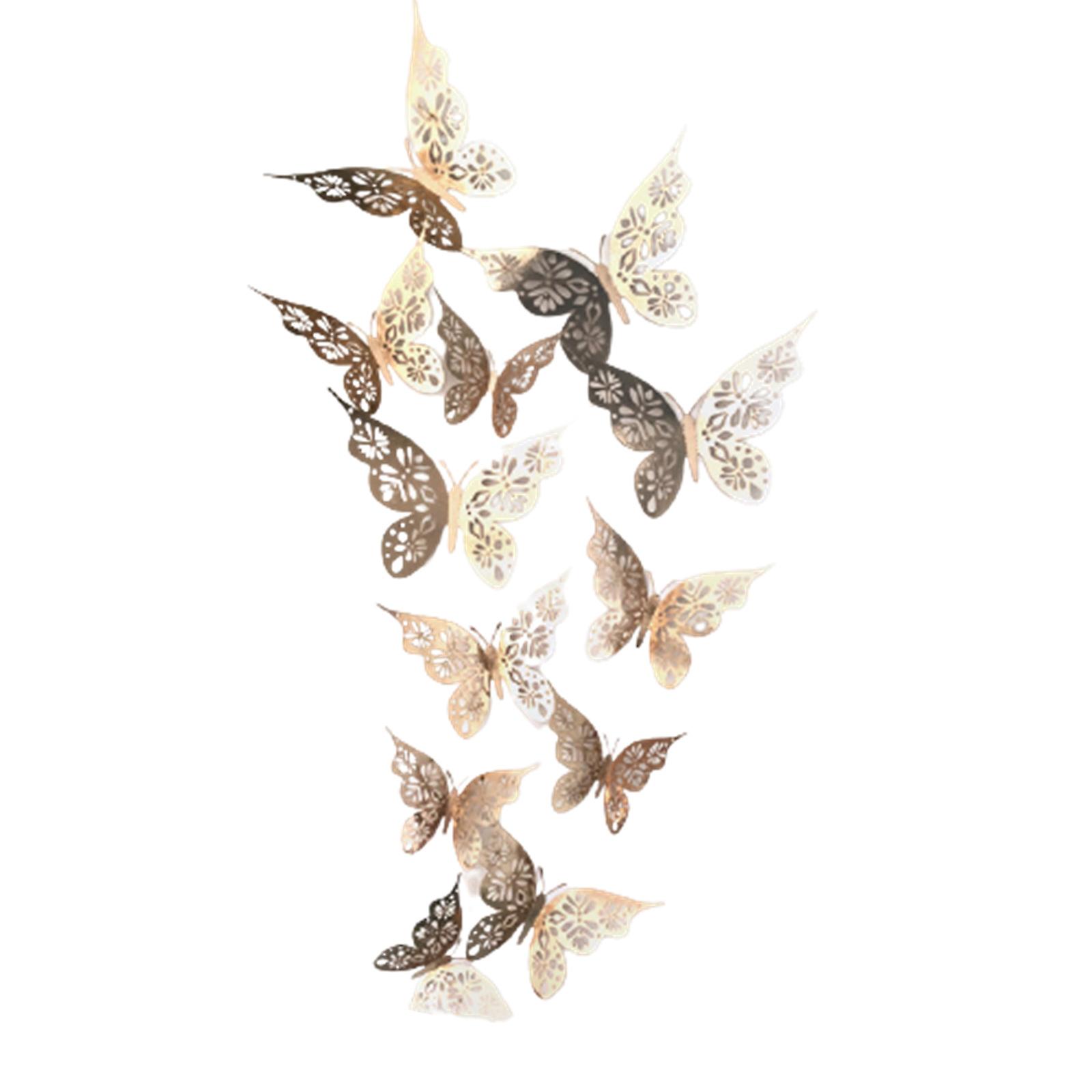 12 PCS 3D Butterfly Wall Stickers for Home Living Room Bedroom Decor Self Adhesive 3D Hollow