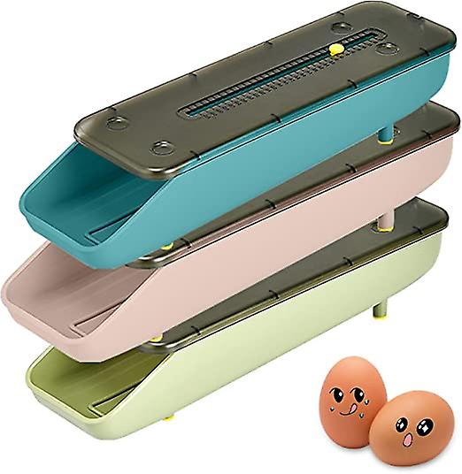 Plastic Automatic Egg Storage Box for Kitchen Refrigerator Egg Storage Egg Basket Tray (3pcs)