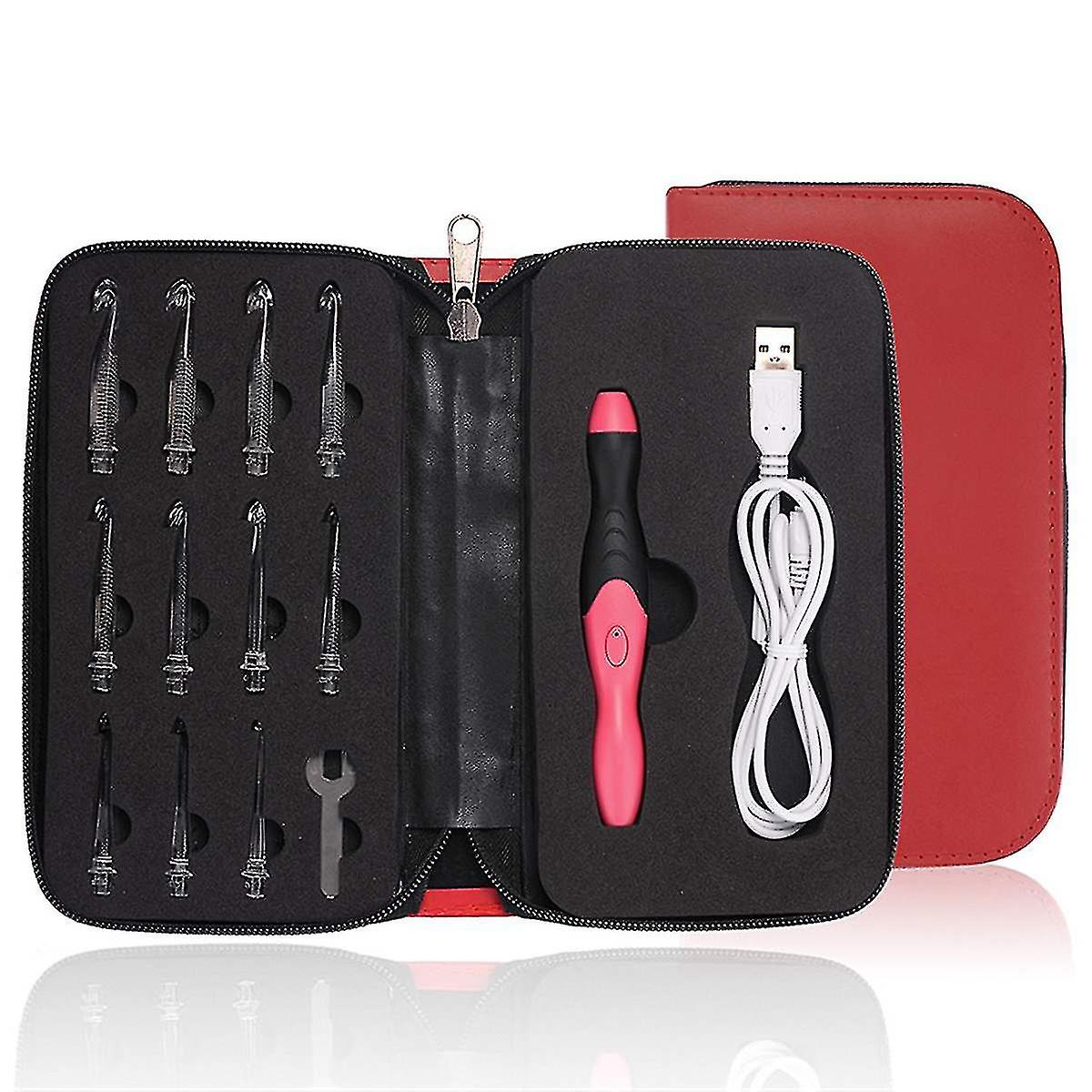 3 Color 11 In 1 Usb Led Light Up Purple Crochet Hooks Knitting Needles Set Weave Tool Kit Useful Sewing Accessories Sewing Tools