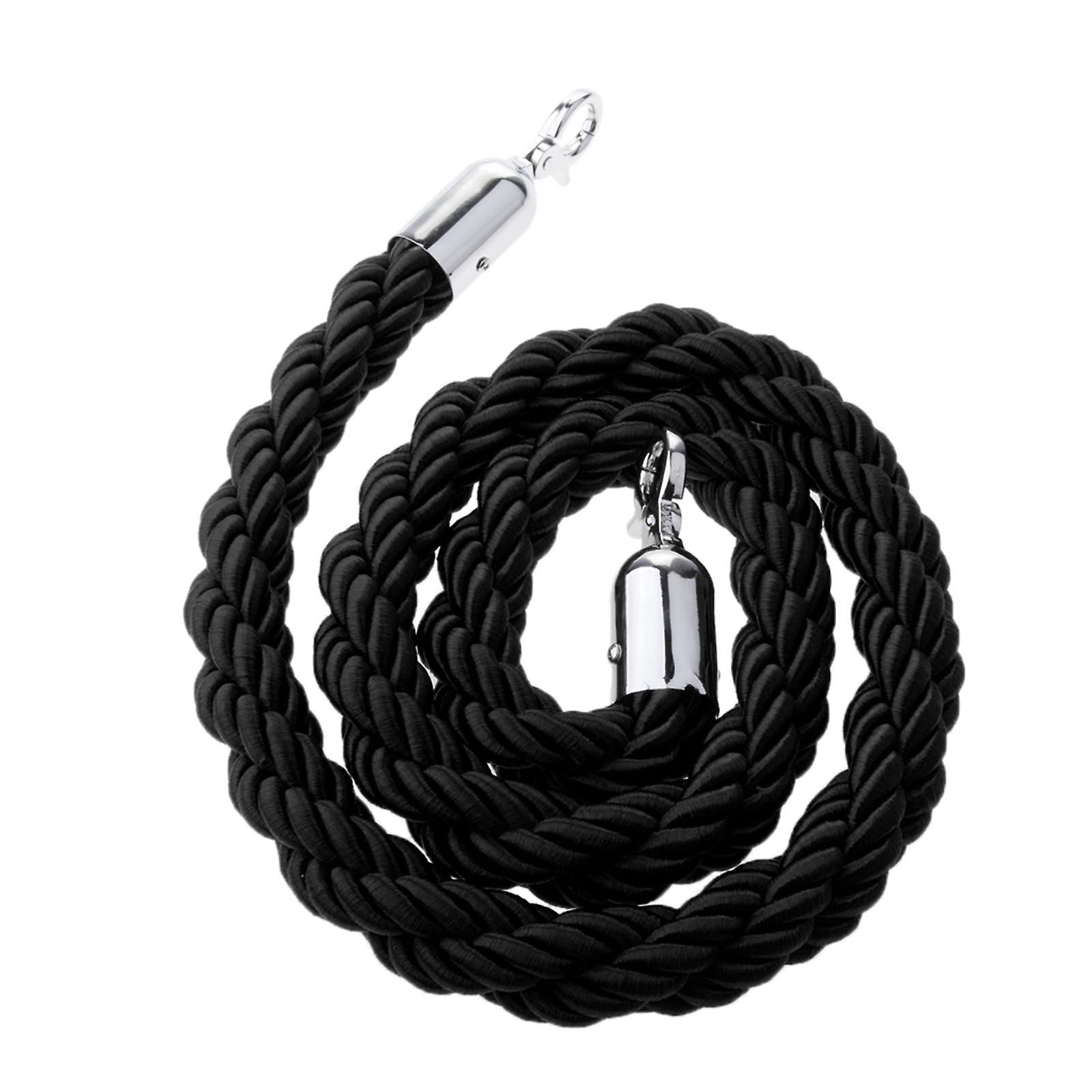 59 Inches Twisted Barrier Rope Queue Crowd Control for Posts Stands Black