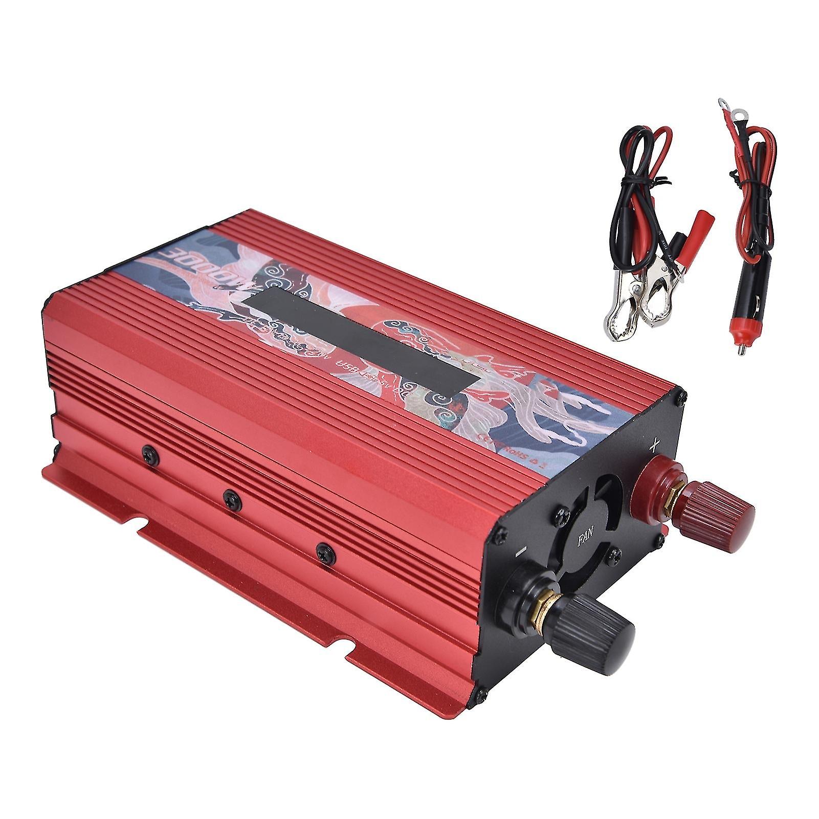 3000W Smart Power Converter With Display Aluminium Alloy Dc12v To Ac220v Power Invertersred