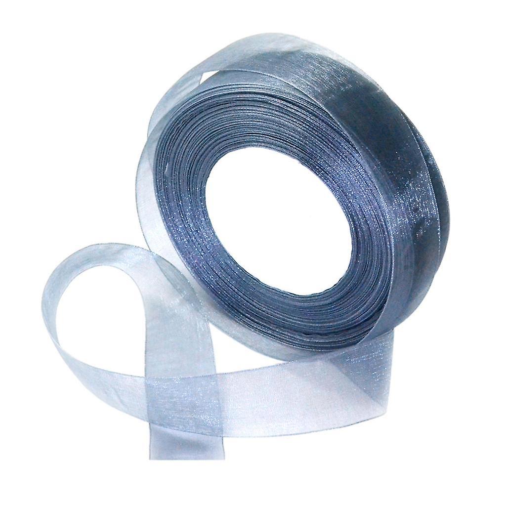 50 yards Polyester Sheer Satin Chiffon Ribbon Gift Wrap  Grey