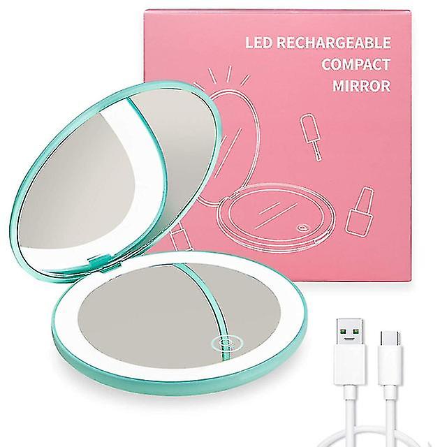 Mini Portable Folding Travel Mirror Led Light Makeup Mirror Compact Mirror 10x Magnification 2-sided Beauty Makeup Round Mirror