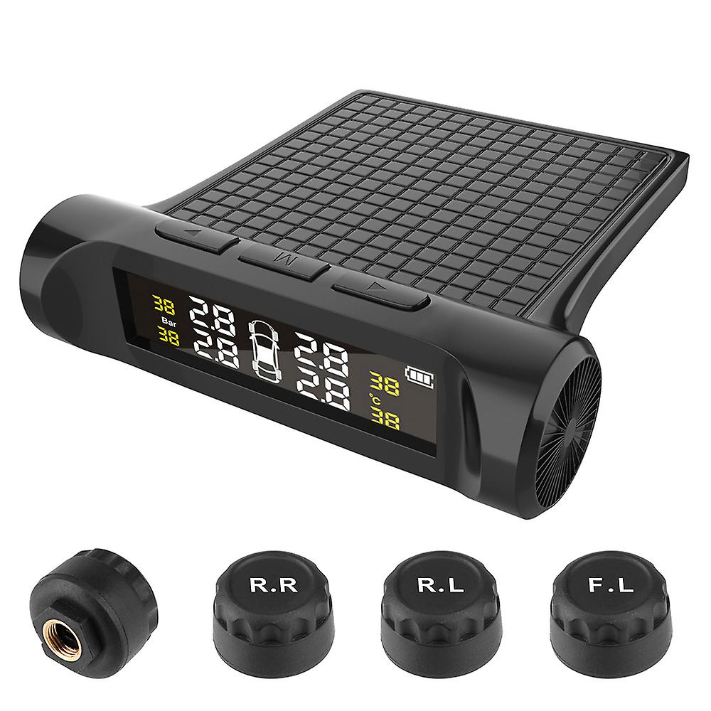 Usb Tpms With 4 Pcs External Sensor Wireless Lcd Display Security Alarm Systems Mini Car Tire Pressure Monitoring System