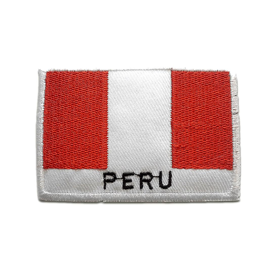 Patch / iron-on patch - Peru flag flag - white - 4.9 x 7 cm - iron-on patches
