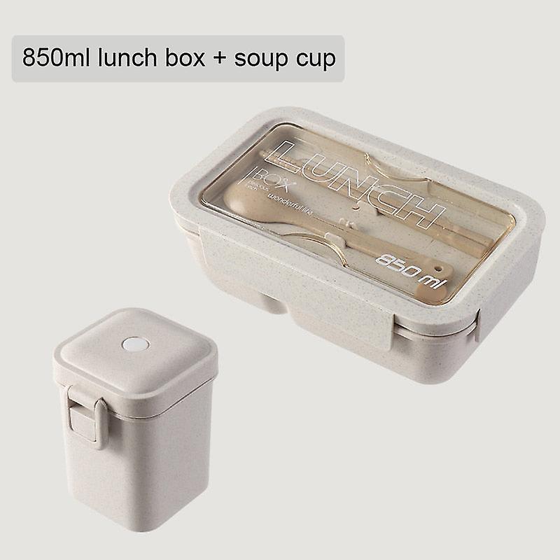 Wheat Straw Lunch Box For Students Office Microwave Food Storage Container Snacks Box Portable Bento Box With Tableware Soup Cup