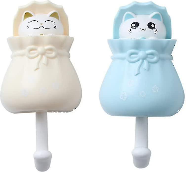 2 stk selvklæbende vægkrog Lucky Cat