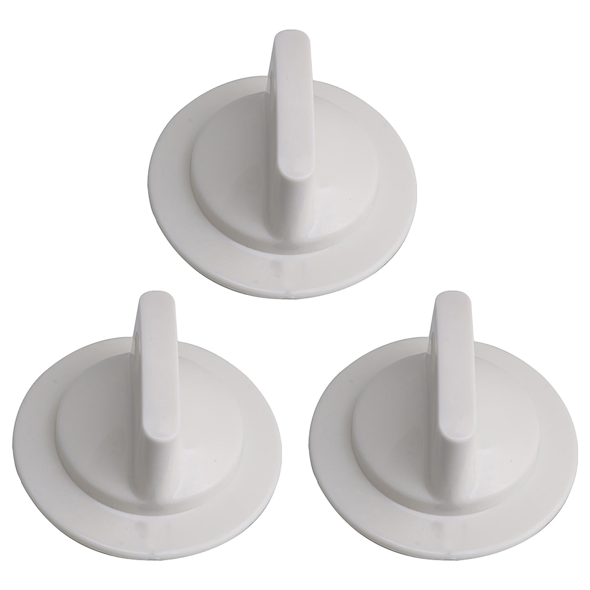 3pcs Plastic Dryer Turning Timer Control Knob WE1M652 7.1x4.5cm White