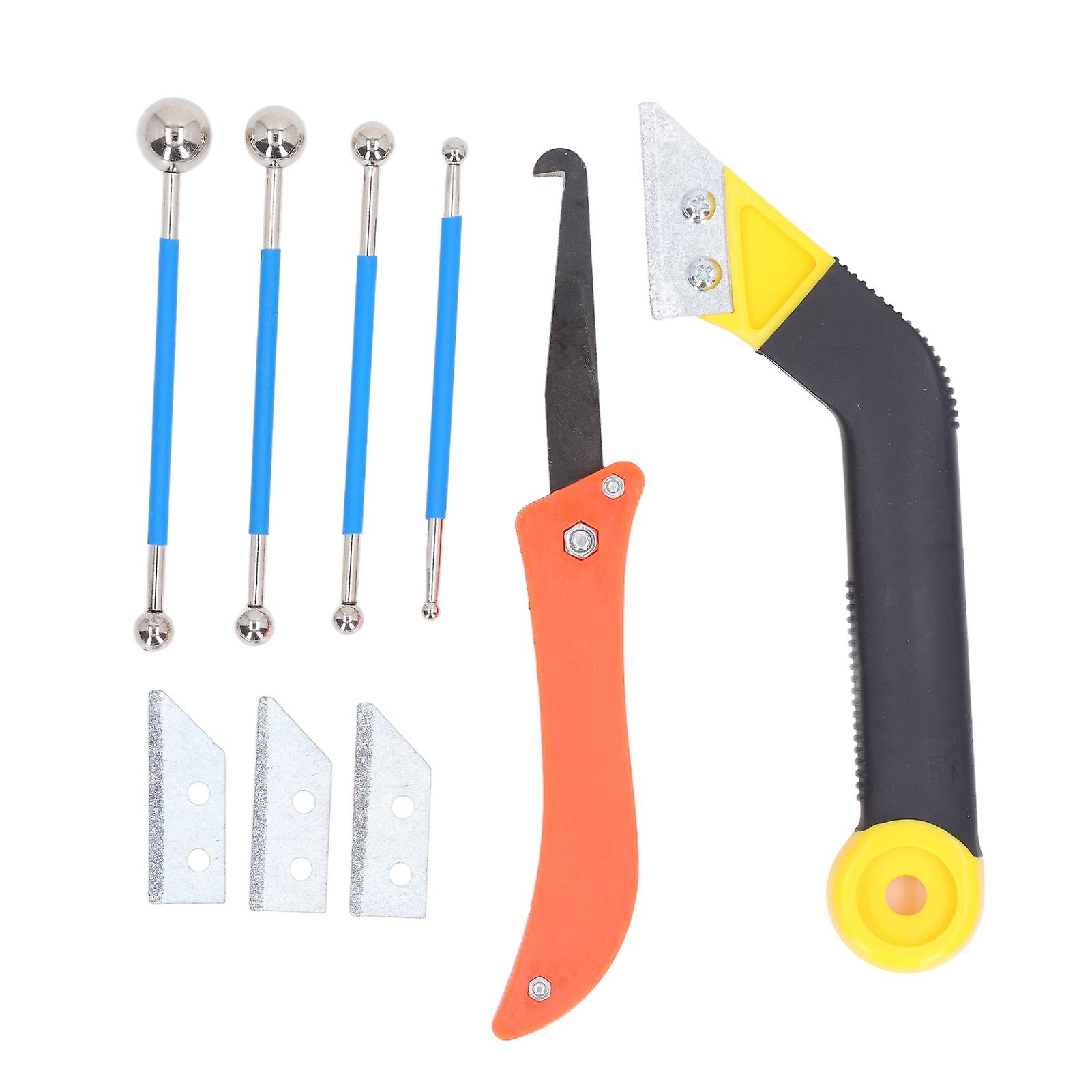 Caulking Tool Kit: Angled Grout Saw, Double Ended Ball Tiling Tool for Tile Joint Cleaning & Filling