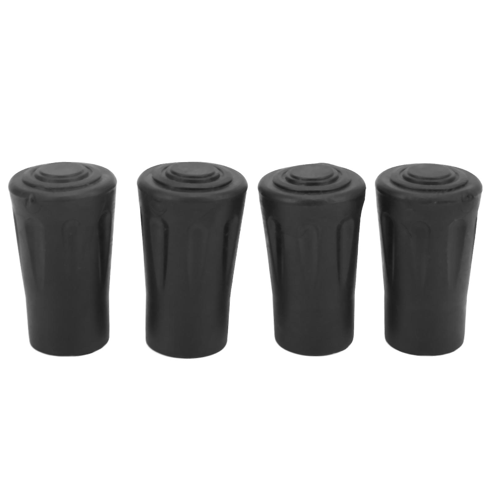 4pcs Black Rubber Trekking Pole Tips 12mm Hole Diameter