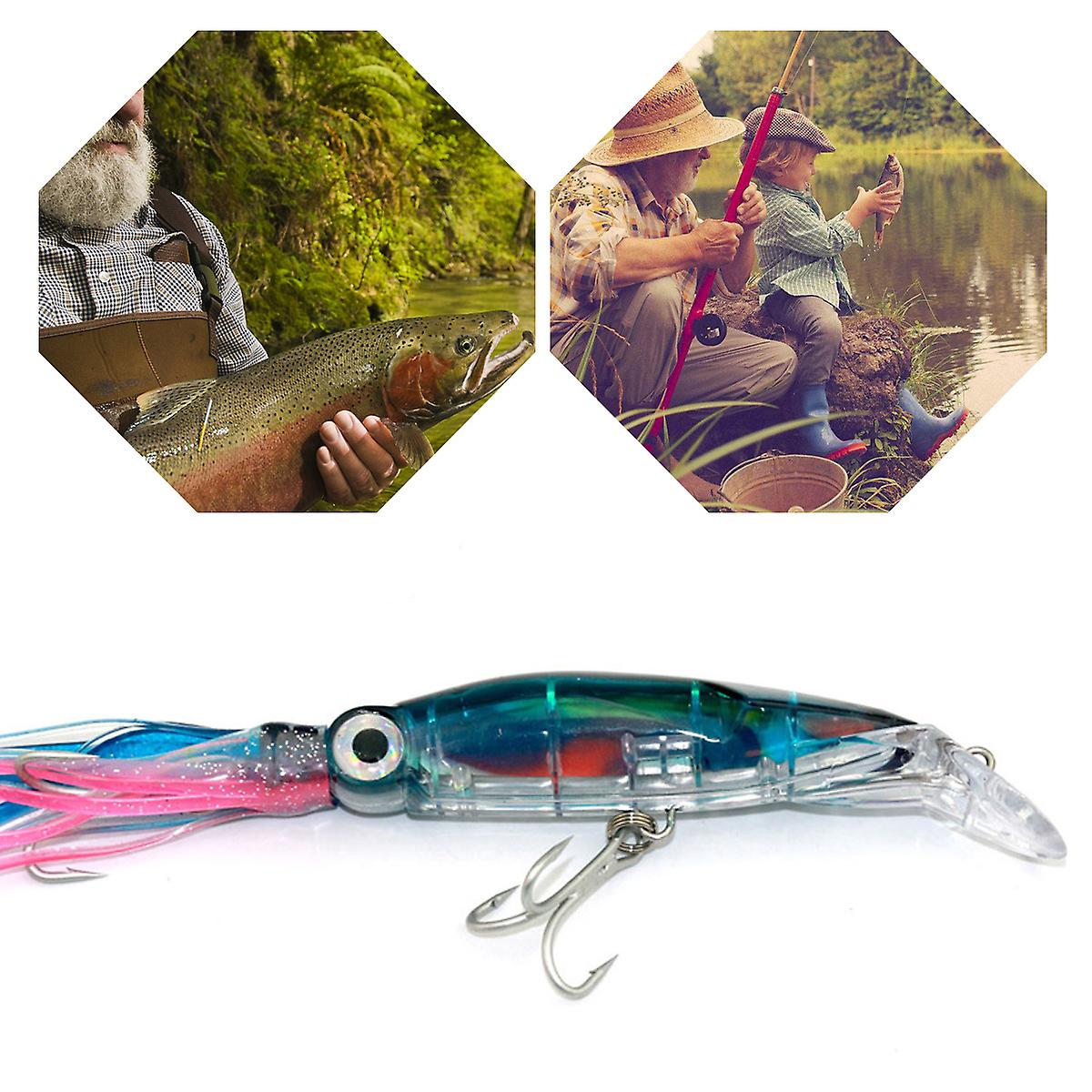 Squid Jig Fishing Lure 14cm 40g Octopus Skirt Bait 3D Eyes with Treble Hook Hard Bait for Sea Fishing