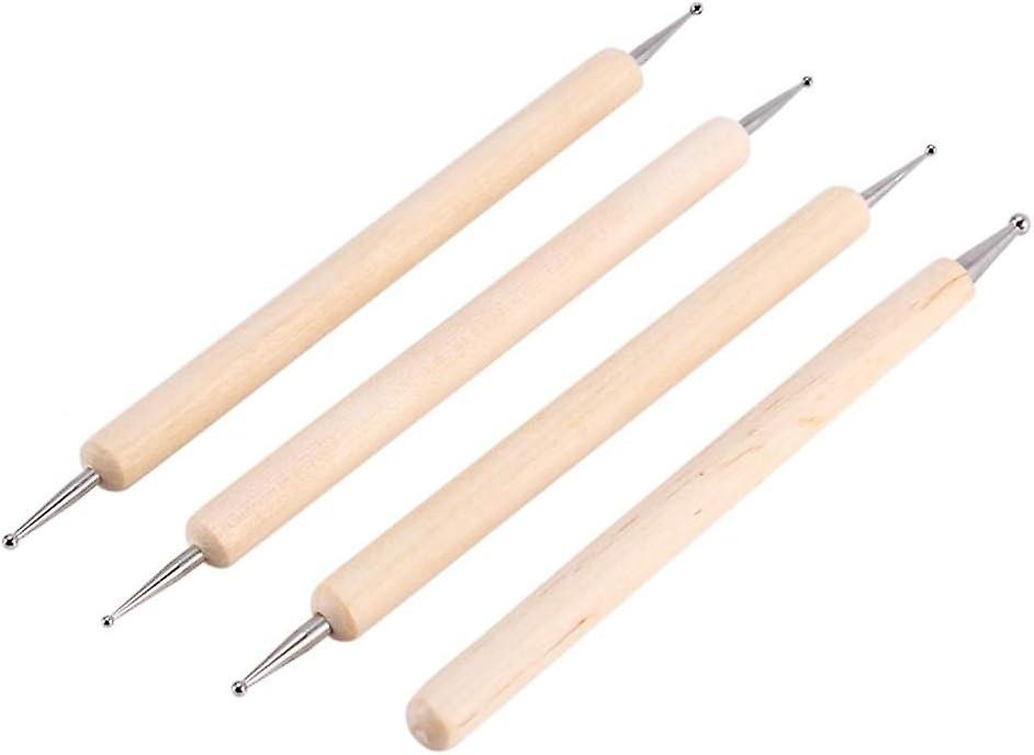 4Pcs Wooden Ball Styluses Tool, Embossing Stylus Tools Nail Art Dotting Tool for Embossing Pattern C