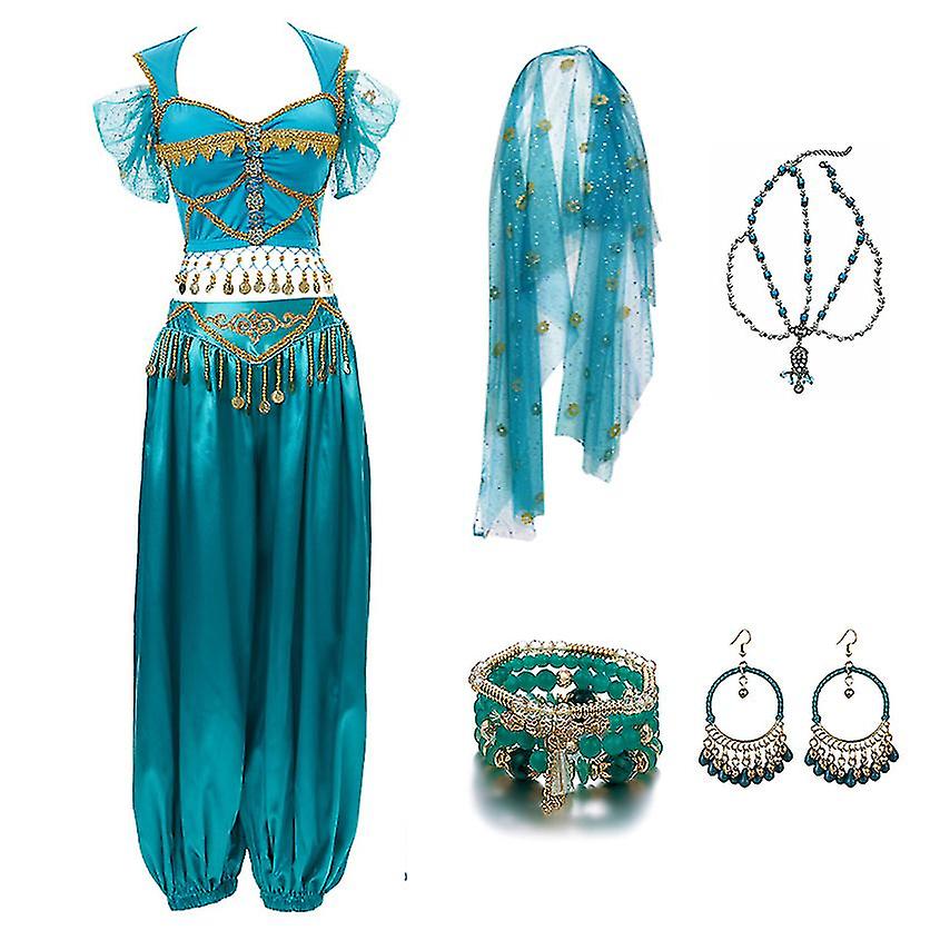 Festival Costumi Principessa Araba Danza Indiana Ricamo Bollywood Jasmine Costume Partito Cosplay Jasmine Principessa Fantasia Outfit yy Blu 1 - Se...