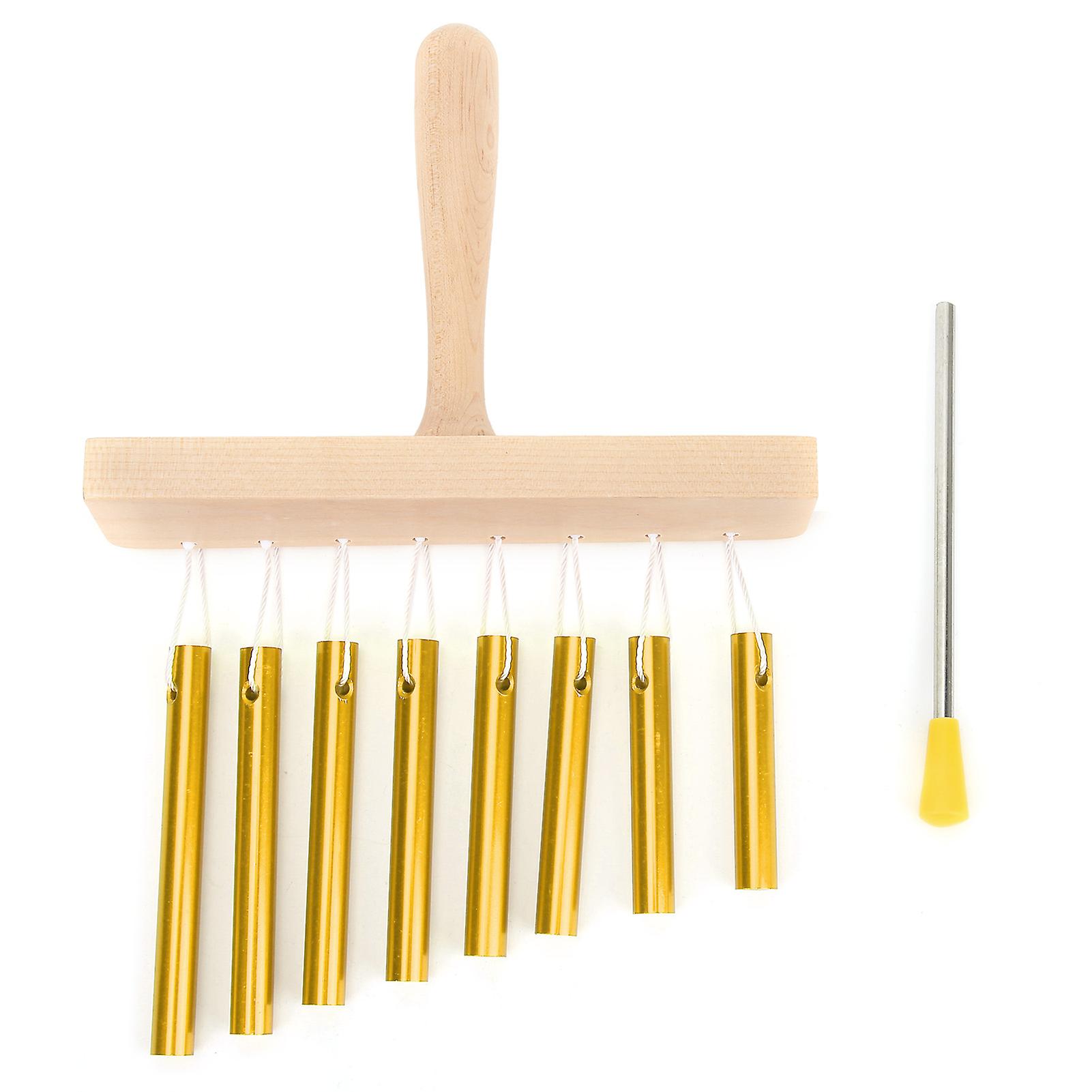 8-Tone Chimes, Single-Row Tubes, Percussion Instruments for Kids, Orff Preschool Toys with Hammer (Golden)