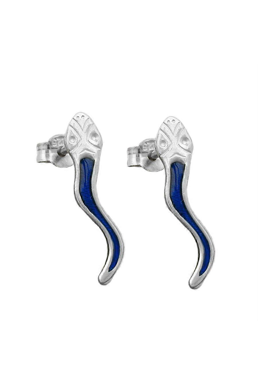 Stud Earrings Blue Snake Silver 925 - Gl90220