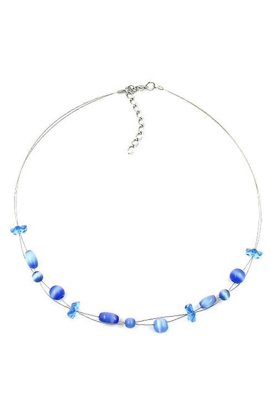 Necklace Glass Beads Blue Transparency 42cm - Gl04664