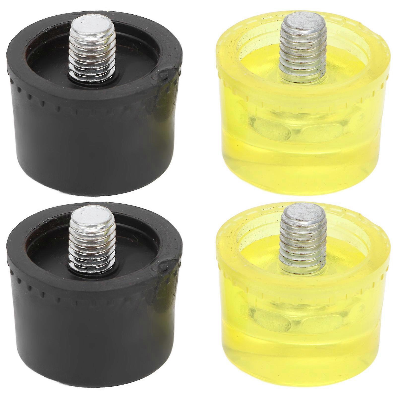 2pcs Rubber Replacement Tips for Hammer Drill, Mallet Accessories, Yellow, Black, Diameter 30mm