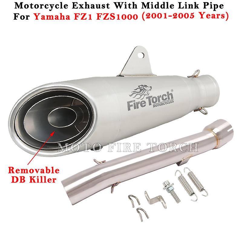 Motorrad Auspuff anlage modifizierter Schall dämpfer mit Mittel verbindungs rohr db Killer Slip On für Yamaha FZS1000 FZ1 2001-2005