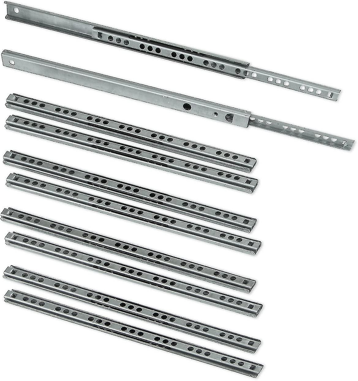 Pack Of 5 Pairs (10 Pieces) Slides/ball Slides Extract Part 17mm X 278mm For Drawer, Zinc Plated