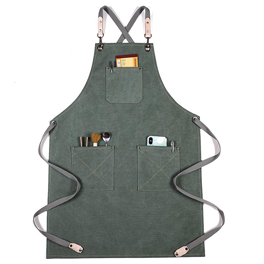 Waterdrop Resistant Canvas Chef Apron with Pockets Artisan Painting Work Clothes